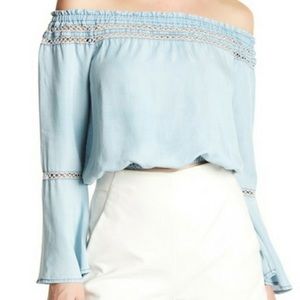 Walter baker boho off shoulder crop top Large